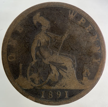 1891 Victoria One Penny Coin | Collectable Grade