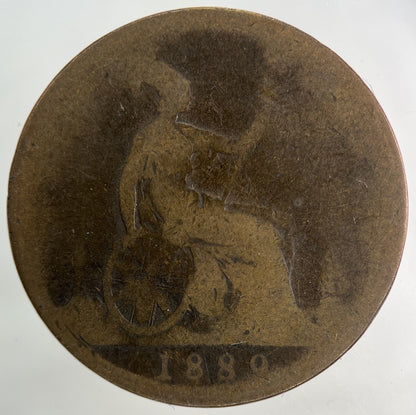 1889 Victoria One Penny Coin | Worn Grade