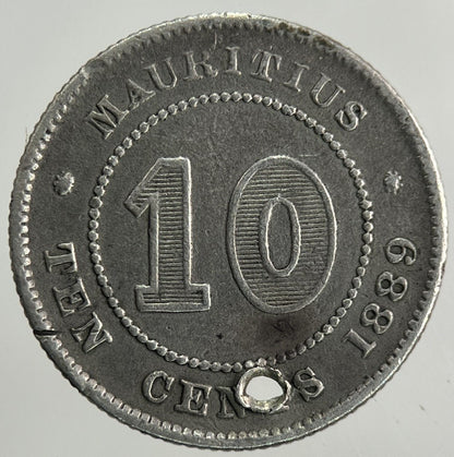 1889 Mauritius 10 Cents Silver Coin | Fine Collectable Grade