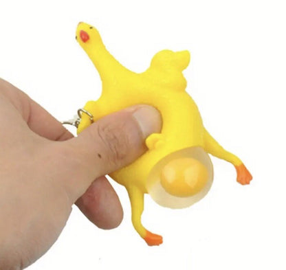 Mini Fun Chicken Laying Egg Rubber Keyring Premium Keychain Gift UK