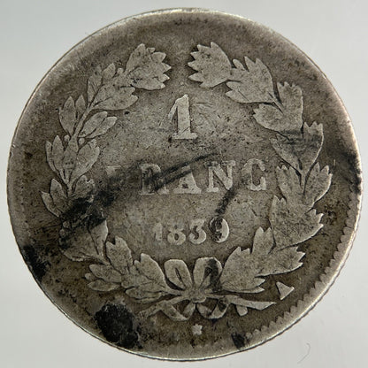 1839 France 1 Franc Silver Coin | Collectable Grade