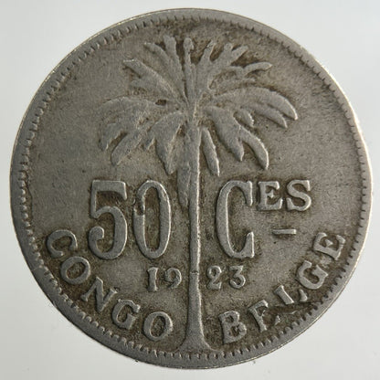 1923 Belgium Africa Congo 50 Centimes Coin | Collectable Grade