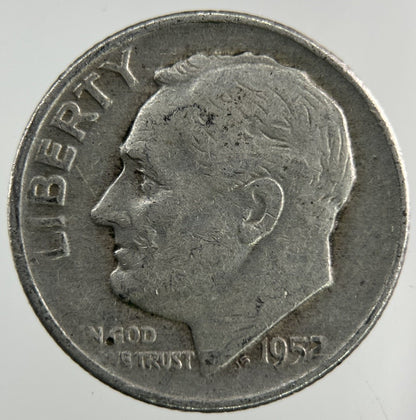 1952 - D US USA Roosevelt Dime Silver Coin | Collectable Grade