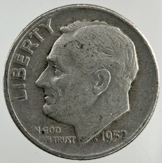 1952 - D US USA Roosevelt Dime Silver Coin | Collectable Grade