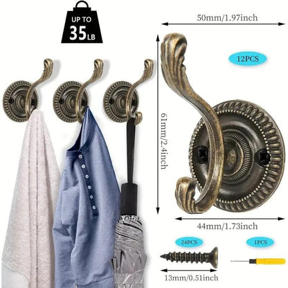 x3 Metal Antiqued Retro Clothing Coat Door Hook Wall Mounted Hanging Holder
