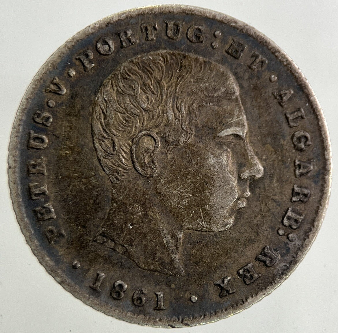 1861 Portugal 100 Reis Silver Coin | Fine Collectable Grade