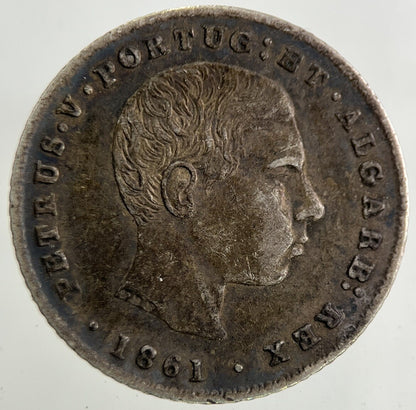 1861 Portugal 100 Reis Silver Coin | Fine Collectable Grade