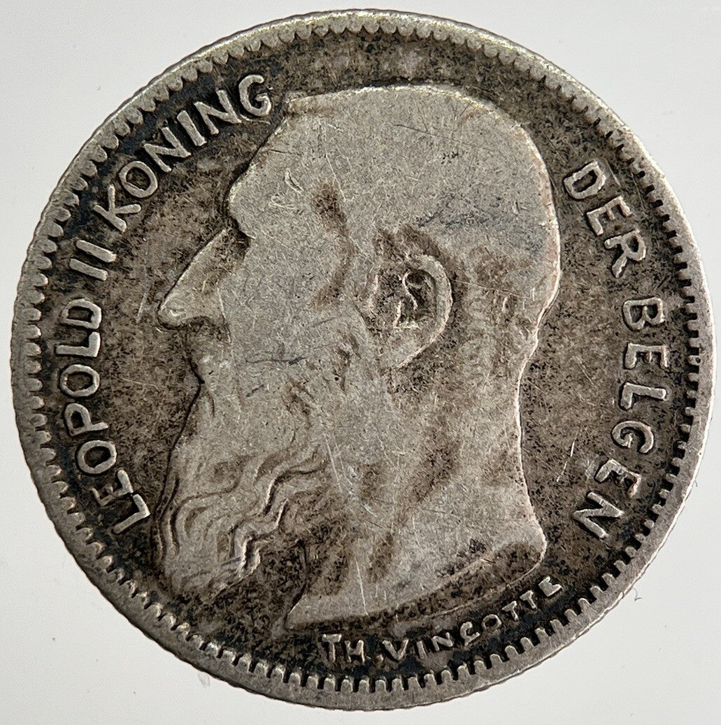 1907 Belgium 50 Cents Silver Coin | Fine Collectable Grade | a8510
