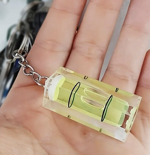 Mini Compact Spirit Level Bubble Shaped Keyring Premium Keychain Gift UK