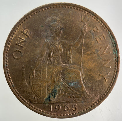 1965 Elizabeth II 2nd One Penny Coin | Fine Collectable Grade