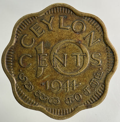1944 Ceylon 10 Cents Coin | Fine Collectable Grade