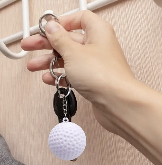 Mini White Golf Ball Shaped Keyring Premium Keychain Gift UK