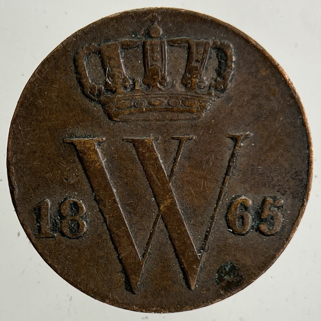 1865 Netherlands 1/2 Half Cent Coin | Very High Grade