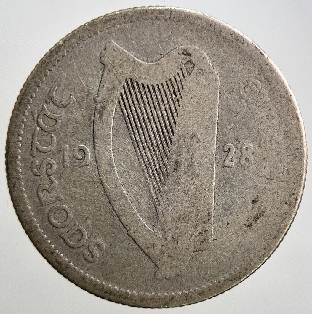 1928 Irish Shilling 1s Bull Silver Coin | Fair Grade