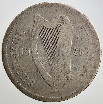 1928 Irish Shilling 1s Bull Silver Coin | Fair Grade