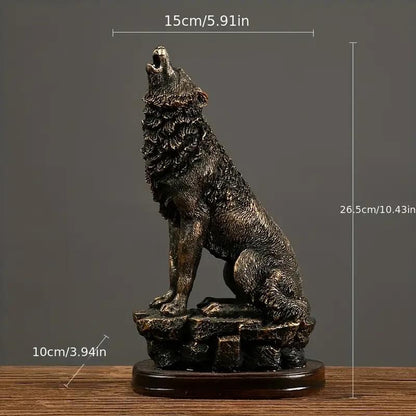 Resin Lifelike Howling Wolf Home Figurine Sculpture Gift UK