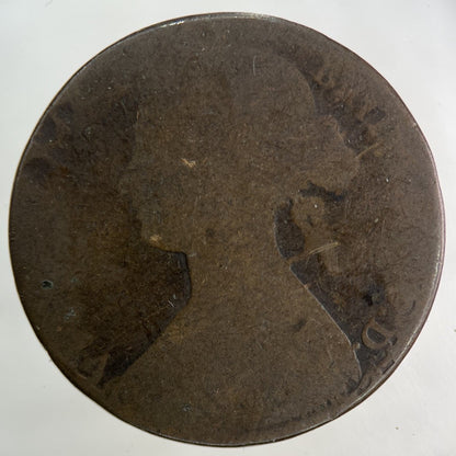 1861 Victoria One Penny Coin | Worn Grade