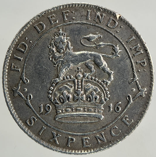 1916 George V Sixpence Silver Coin | Very High Grade