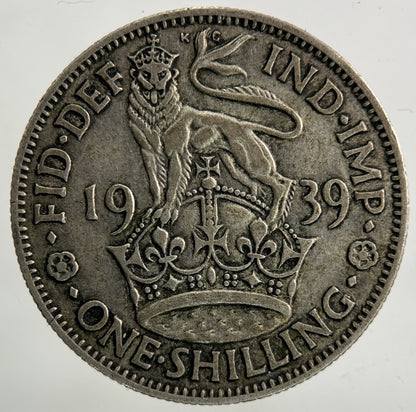 1939 George VI Shilling Silver Coin | Fine Collectable Grade