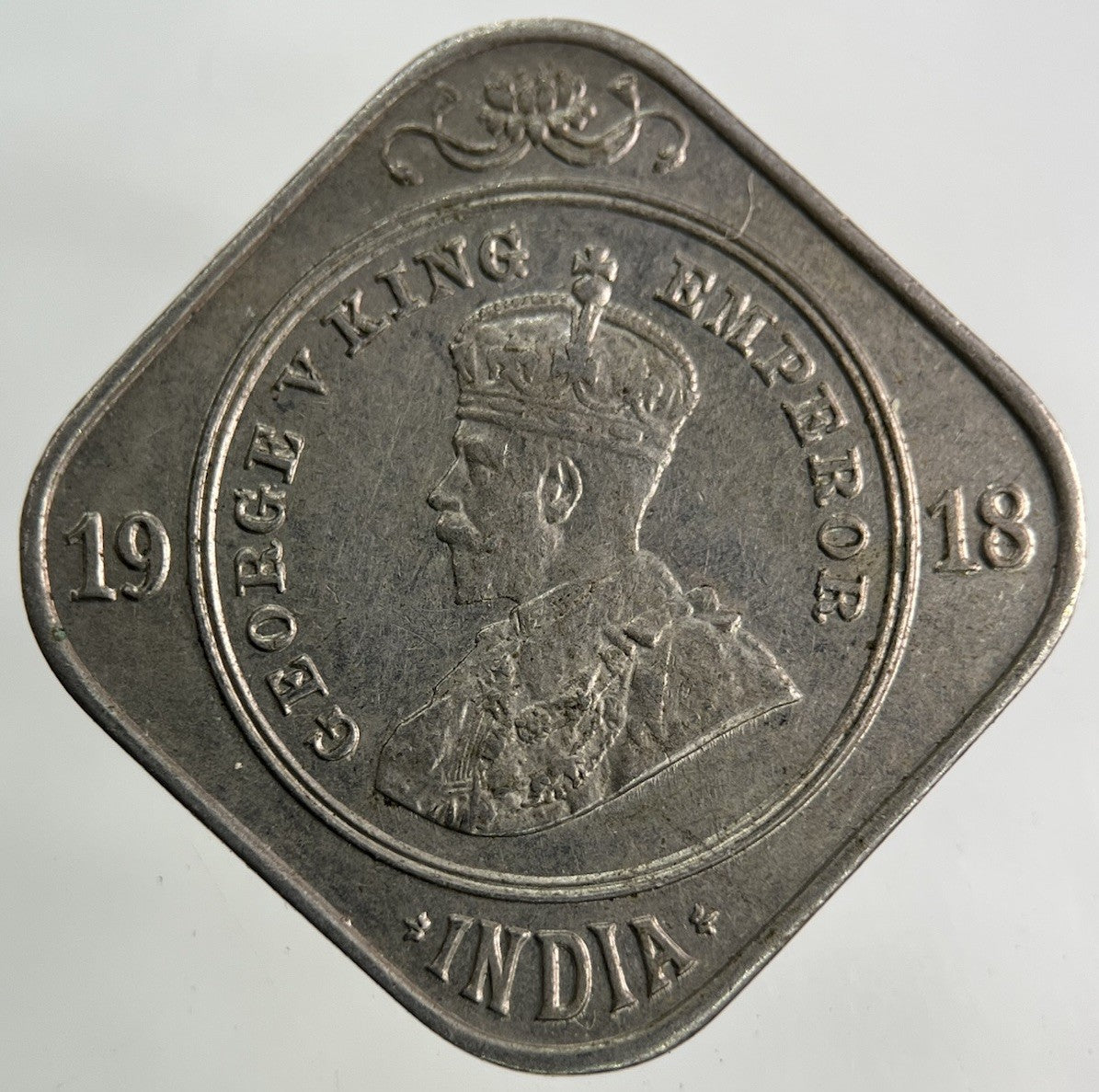 1918 India 2 Annas Coin | Very Fine Grade