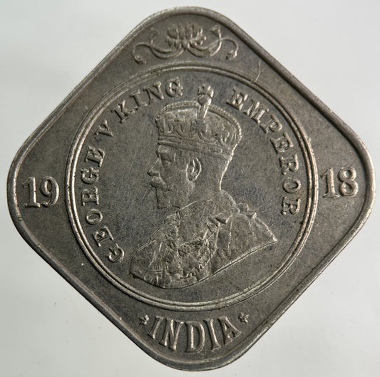 1918 India 2 Annas Coin | Very Fine Grade