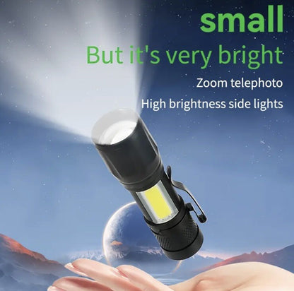 Black Mini Rechargeable Flash - Light Compact With Clip & Charge Cable UK Stock