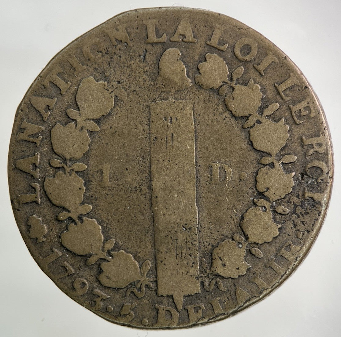 1793 France 1 Sol Coin | Fine Collectable Grade