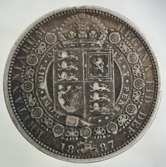 1887 Victoria Half - Crown Silver Coin | Fine Collectable Grade