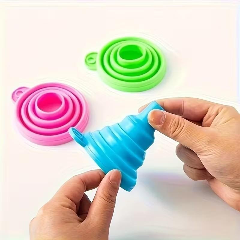 1pc Blue Silicone Collapsible Funnel Kitchen for Water Bottle Liquid Transfer