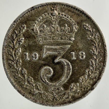 1918 George V Threepence Silver Coin | Fine Collectable Grade