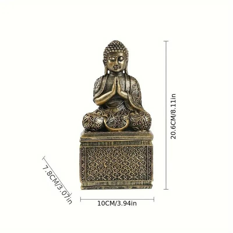 Folded Hands Meditating Buddha Statue Jewellery Box Home Sculpture Gift UK