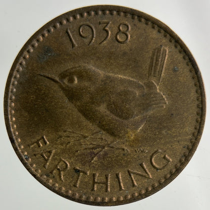 1938 George VI Wren Farthing Coin | Fine Collectable Grade
