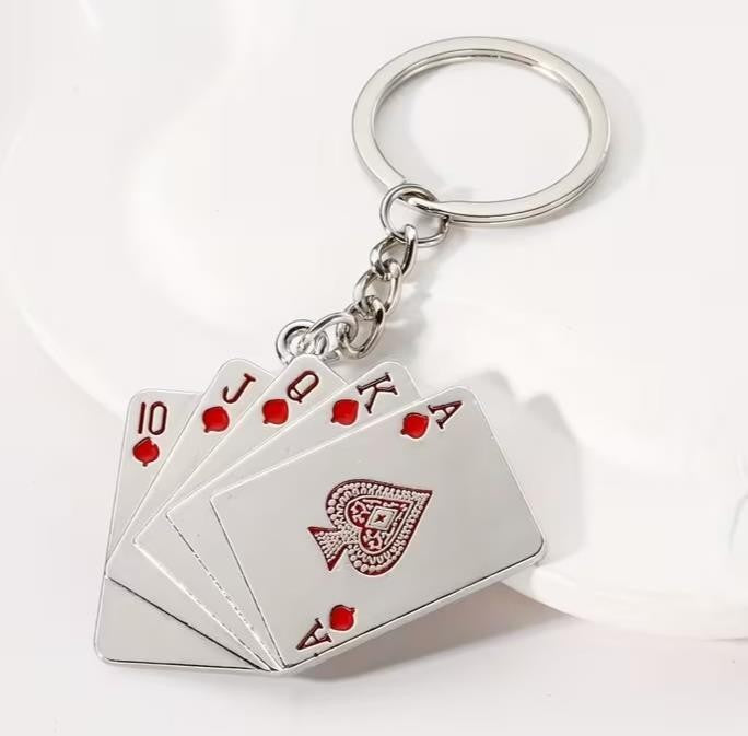 Mini Metal Red Playing Cards Set Casino Keyring Premium Keychain Gift UK