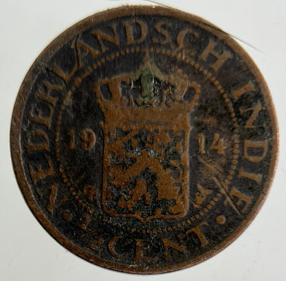 1914 Netherlands East Indies 1/2 Half Cent Coin | Collectable Grade