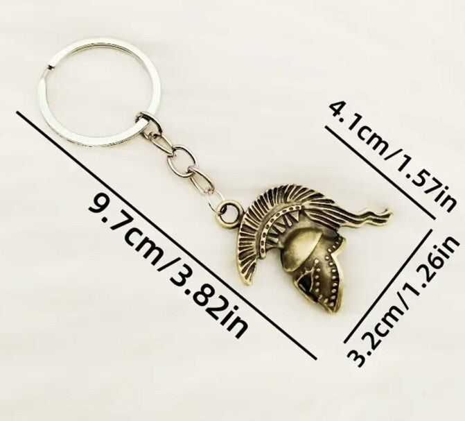 Mini Bronze Coloured Spartan Helmet Warrior Keyring Premium Keychain Gift UK