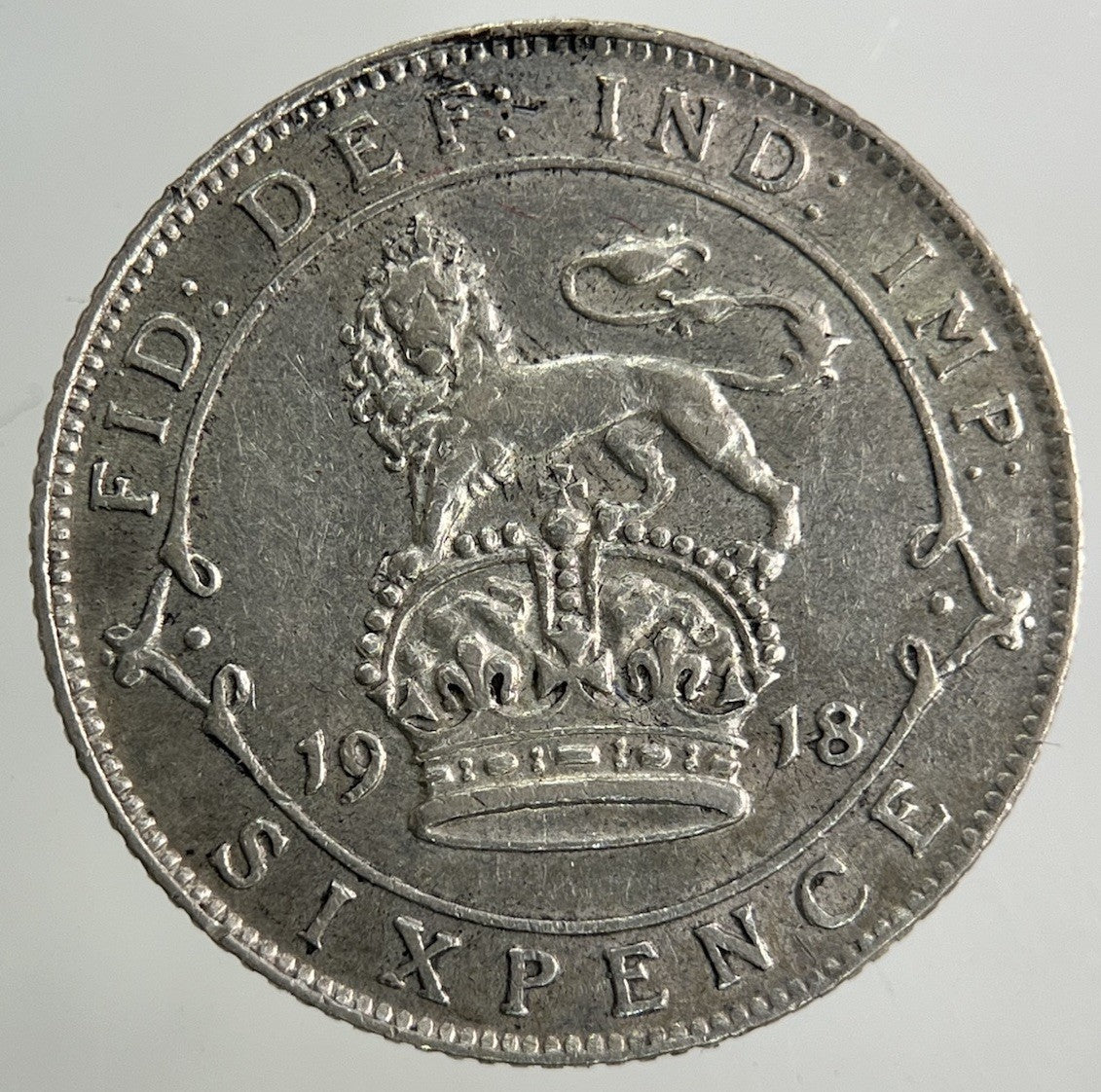 1918 George V Sixpence Silver Coin | Very High Grade