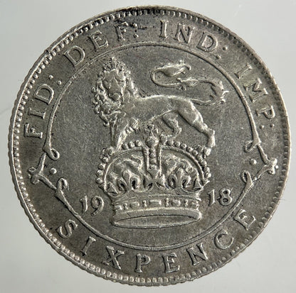 1918 George V Sixpence Silver Coin | Very High Grade