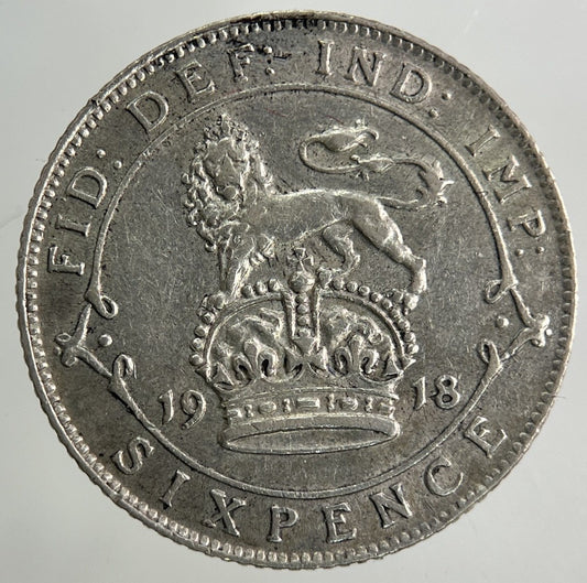 1918 George V Sixpence Silver Coin | Very High Grade