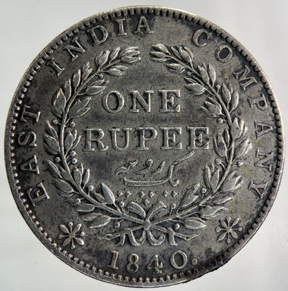 1840 India One Rupee Silver Coin | Very High Grade