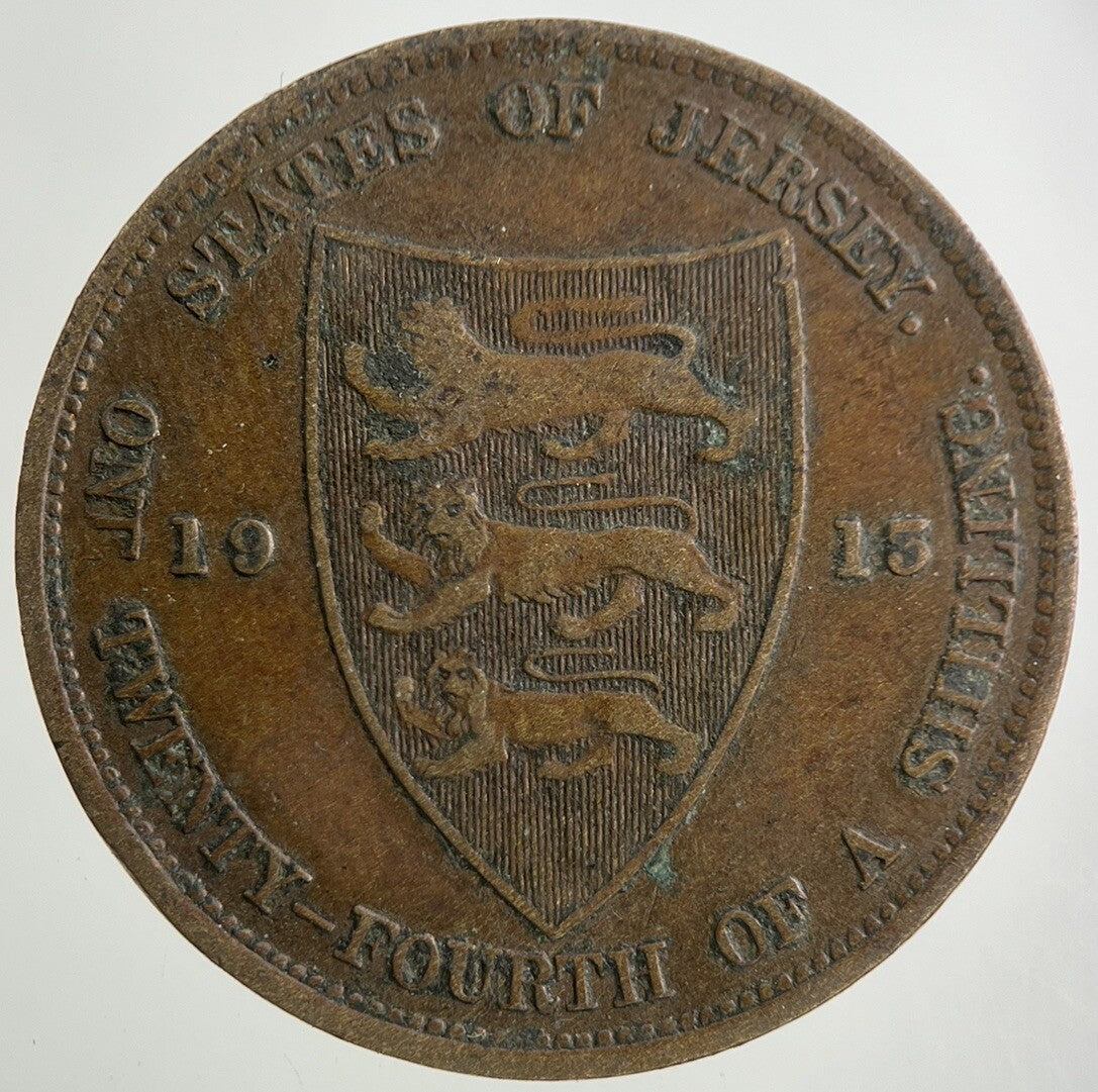 1913 Jersey 1/24 One Twenty - Fourth Of A Shilling Coin | Fine Collectable Grade