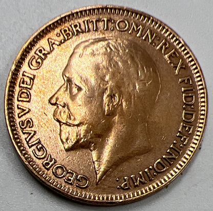 1930 Farthing | British Copper Coin | King George V | Fine Grade | a401
