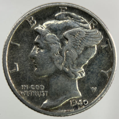 1940 US USA Mercury Dime Silver Coin | Fine Collectable Grade