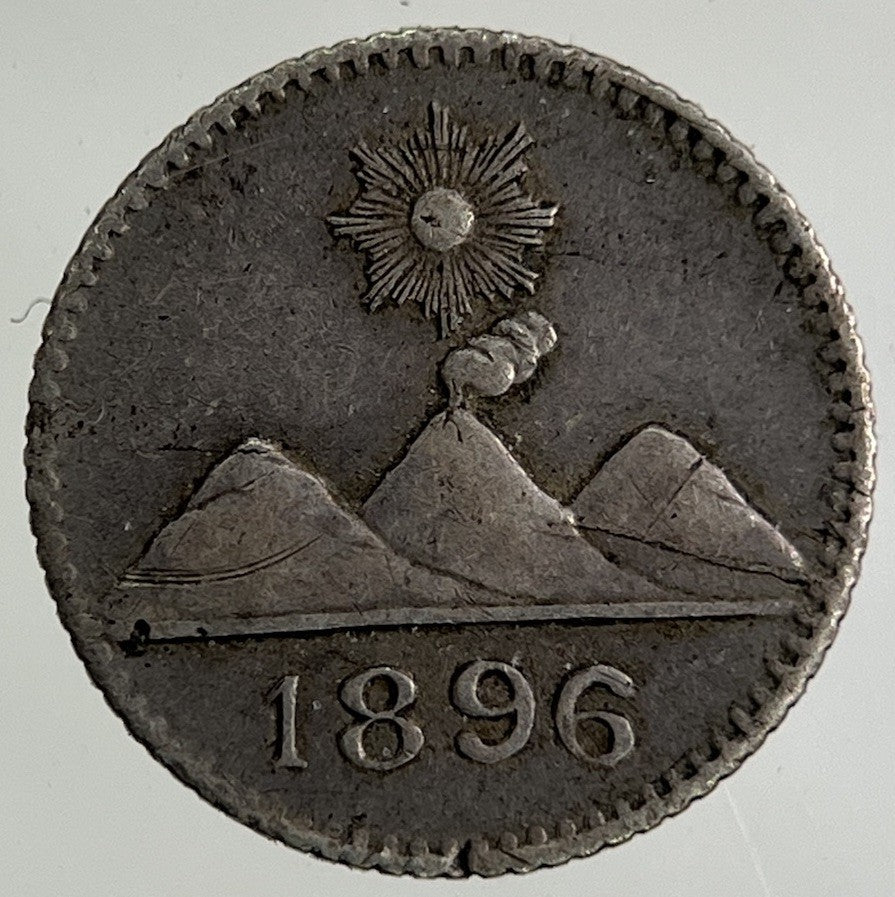 1896 Guatemala 1/4 Quarter Real Silver Coin | Fine Collectable Grade