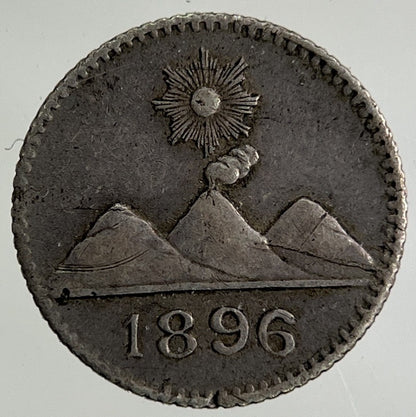 1896 Guatemala 1/4 Quarter Real Silver Coin | Fine Collectable Grade
