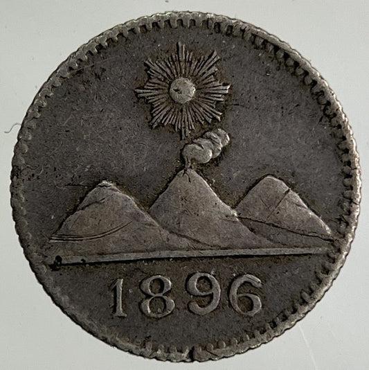 1896 Guatemala 1/4 Quarter Real Silver Coin | Fine Collectable Grade
