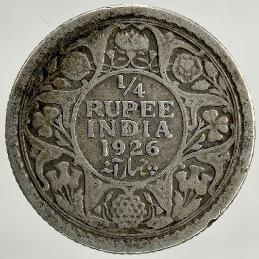 1926 India 1/4 Quarter Rupee Silver Coin | Collectable Grade