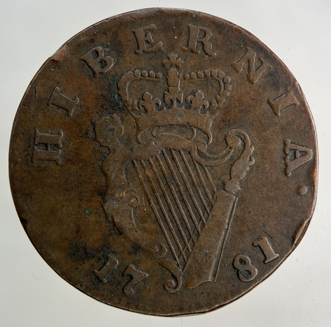1781 Irish Half - Penny Coin | Fine Collectable Grade