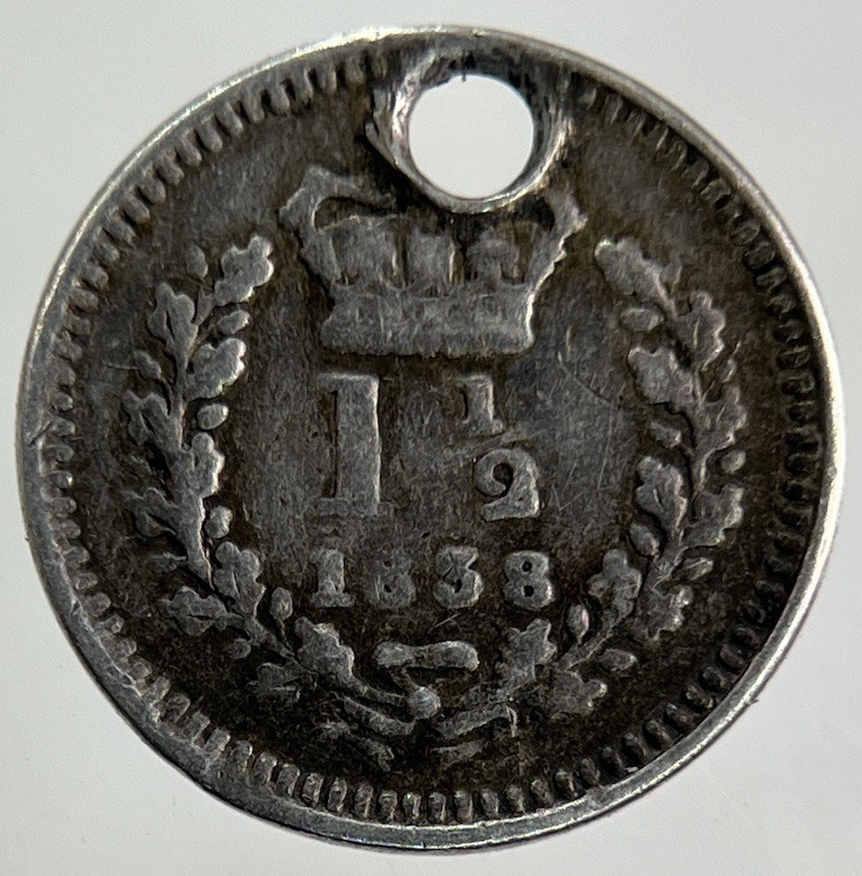 1838 Victoria Three Half Pence 1 1/2 Silver Coin | Collectable Grade