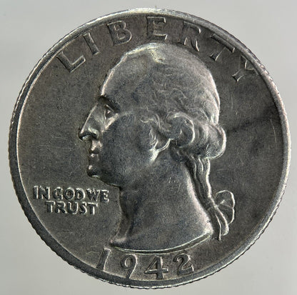 1942 - S US USA Quarter Dollar Silver Coin | Very High Grade