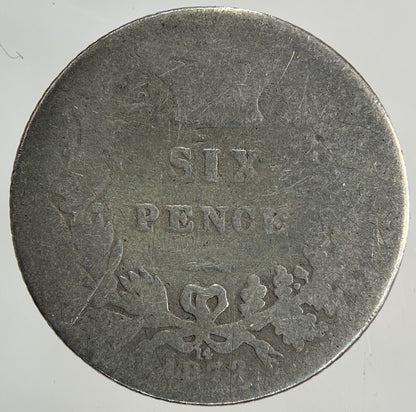 1872 Victoria Sixpence Silver Coin | Worn Grade